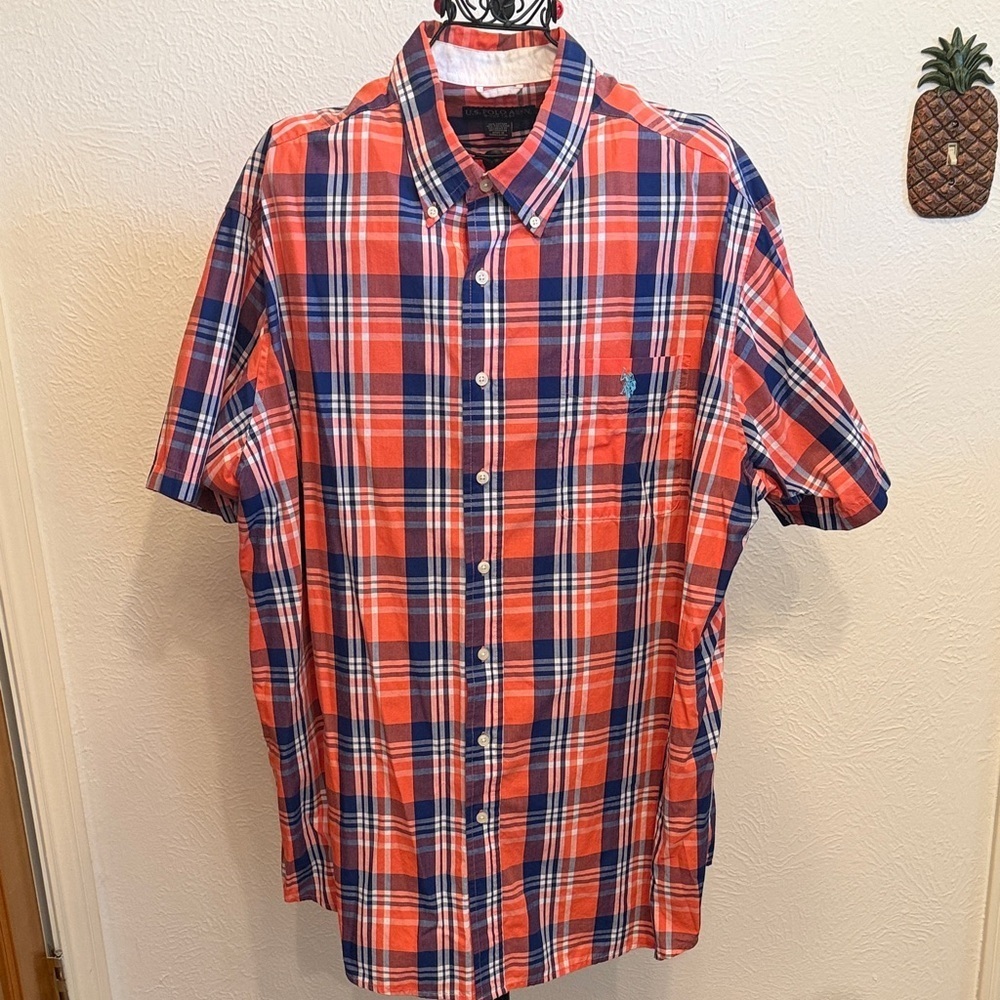 🏇🏇🏇bogoho 🏇🏇🏇Men's Plaid Big/Tall Button-Down Shirt-2XLT